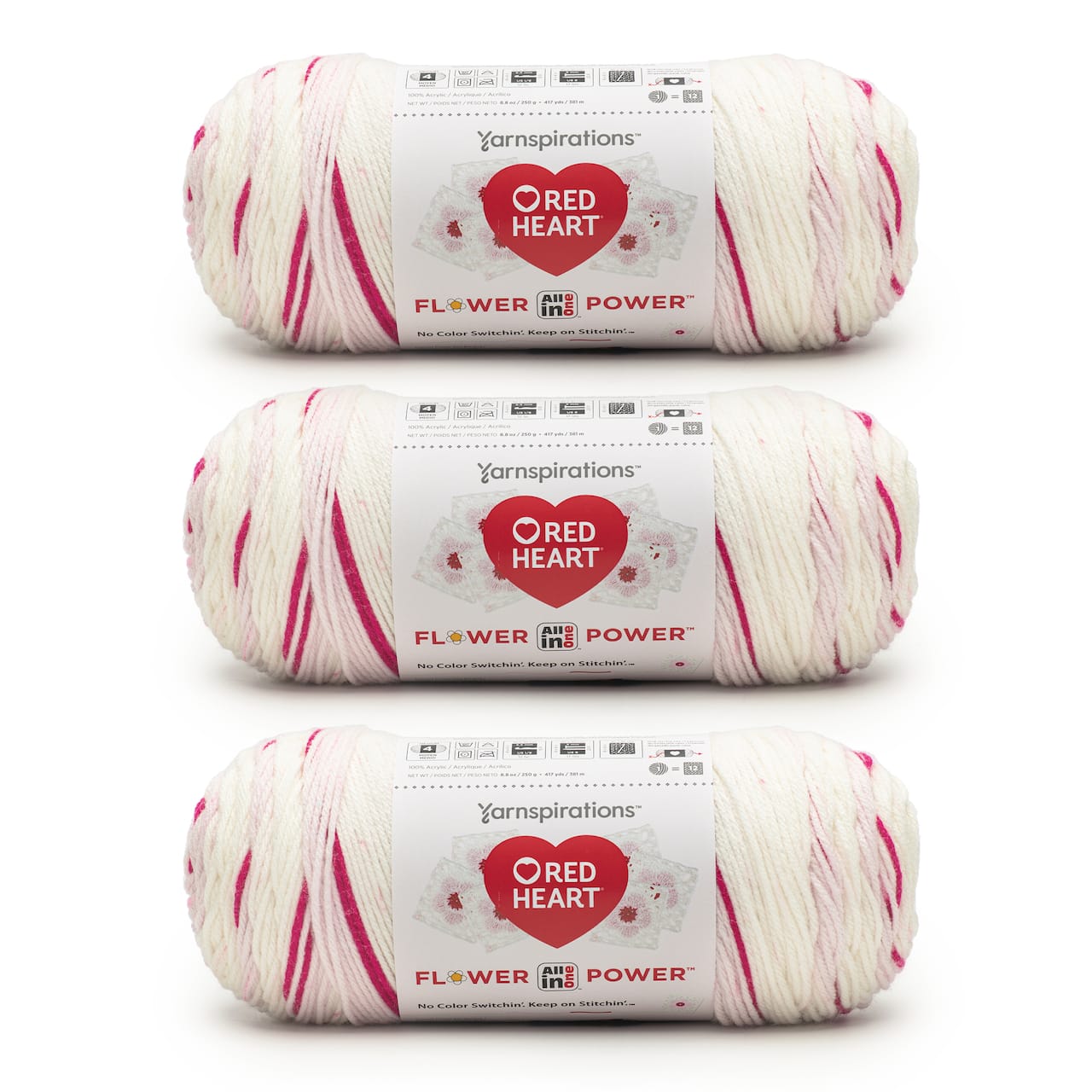 3 Pack Red Heart® All In One Flower Power™ Yarn